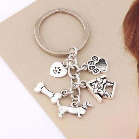 1pc Dog Bone Dog Paw Alloy Key Chain For Women Girl Bag Keychain Charm Pendant Jewelry Aceessories Gift For Dog Lover