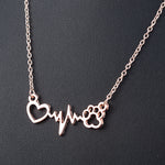 Fashion Cute Pets Dogs Footprints Paw Heart Love Chain Pendant Necklace Necklaces & Pendants Jewelry for Women statment necklace