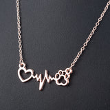 Fashion Cute Pets Dogs Footprints Paw Heart Love Chain Pendant Necklace Necklaces & Pendants Jewelry for Women statment necklace