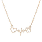 Fashion Cute Pets Dogs Footprints Paw Heart Love Chain Pendant Necklace Necklaces & Pendants Jewelry for Women statment necklace