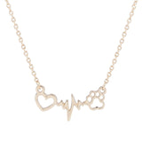 Fashion Cute Pets Dogs Footprints Paw Heart Love Chain Pendant Necklace Necklaces & Pendants Jewelry for Women statment necklace