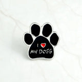 Pet Paw ! Black dog paw pins Enamel paw brooches "I love my dogs,who rescued who,my kids have 4 paws"badges